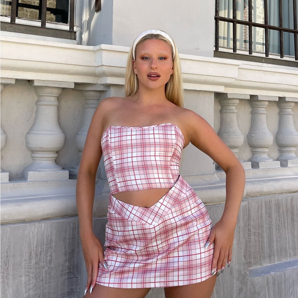Princess Polly Pink Plaid Mini Dress